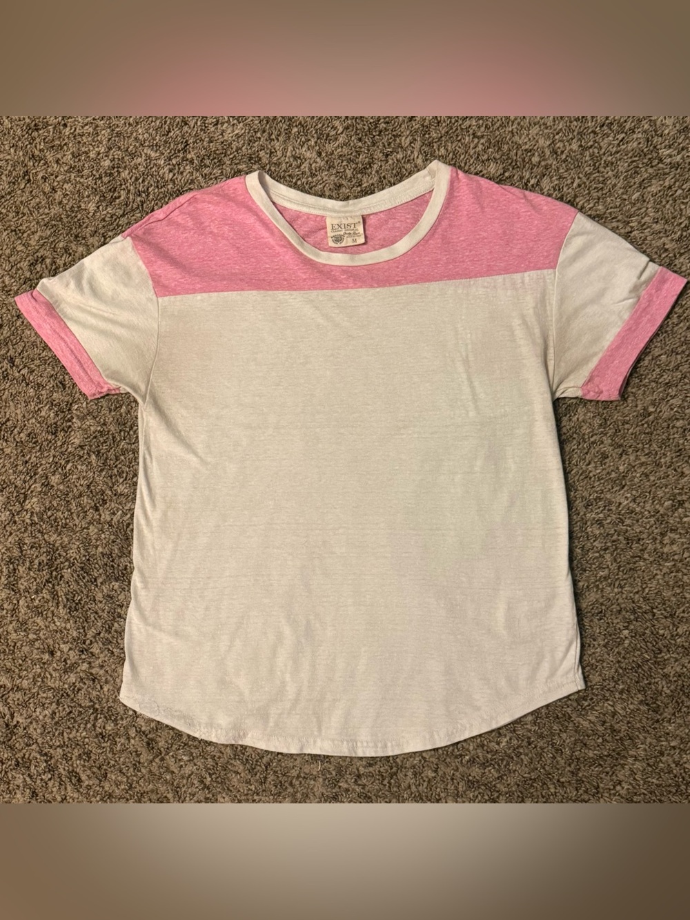 Exist Pink & White Colorblock Short Sleeve Tee
